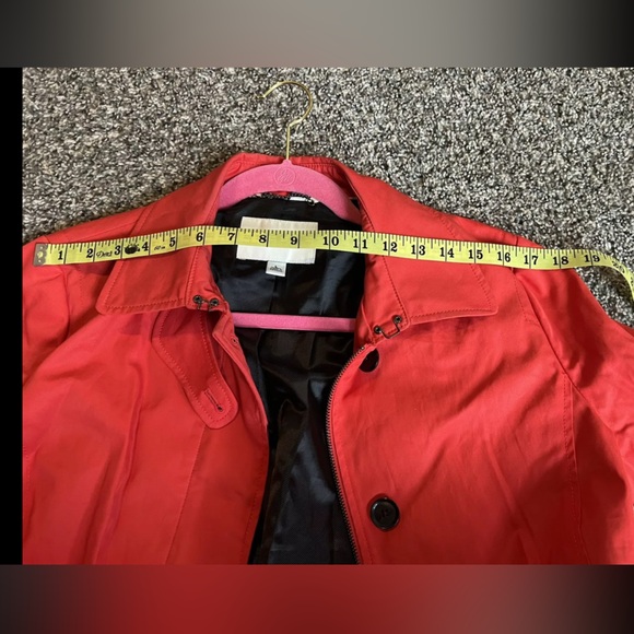 Banana Republic Orange Red Hip length trench belt Lined Coat Jacket Size L - Picture 5 of 13